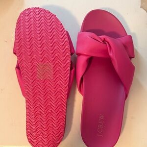 J. Crew Fuchsia Knotted Slide Sandals- These run SMALL. I wear a 9 and sized up